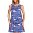 thumbnail image 1 of Vsdgher Robe d'Été Imprimé Flamant Rose pour Femmes Décontractée Col en U Robe de Plage Sans Manches Robe Débardeur Ample avec Poche, 1 of 7