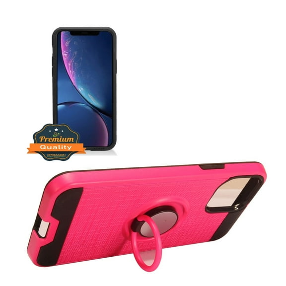Apple iPhone 11 PRO Phone Case with Ring Holder Kickstand, 360° Rotatable Ring Stand Fit Magnetic Car Mount Dual Layer Hybrid TPU Rubber Rugged Hard Protective Cover PINK for Apple iPhone 11 Pro