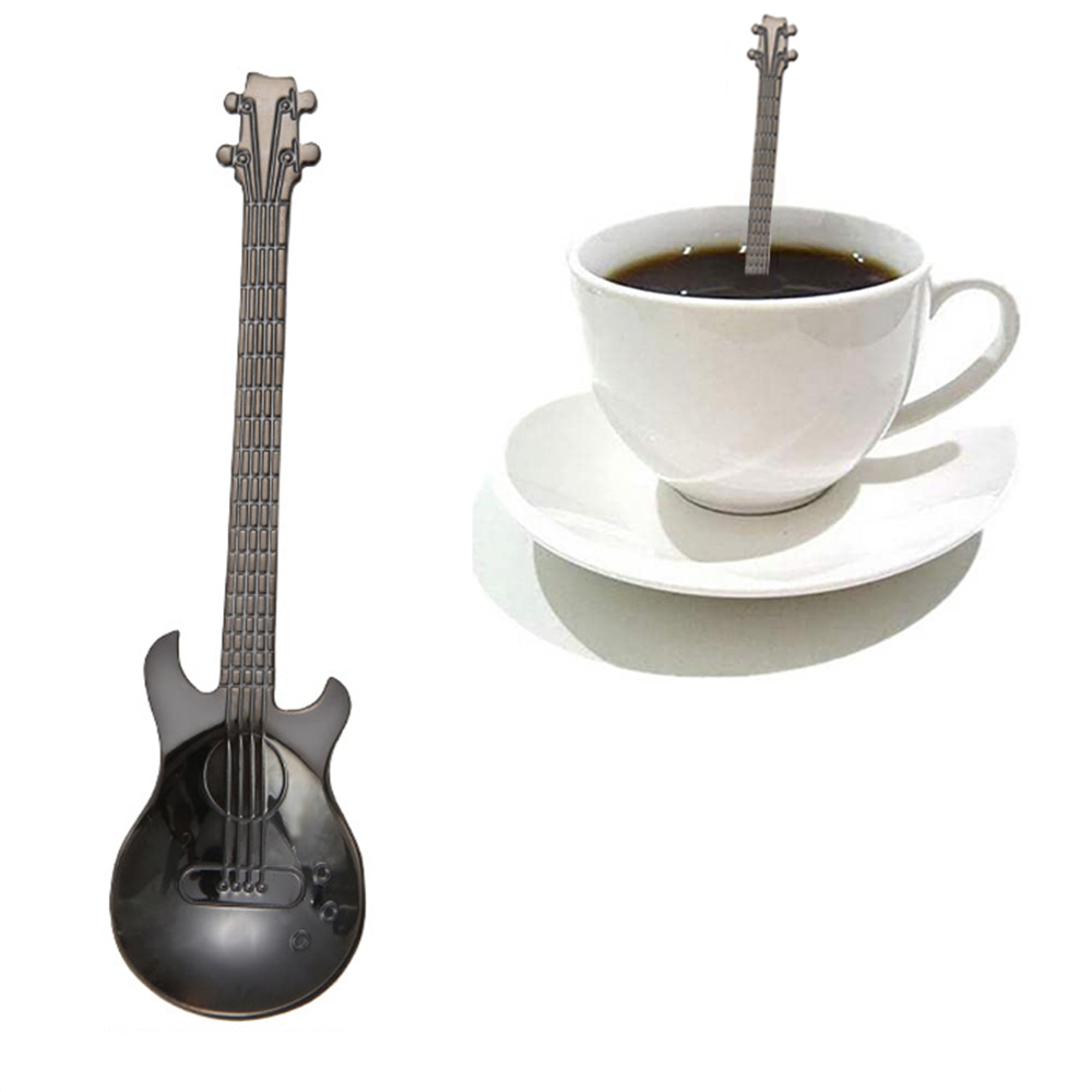 LSFYSZD Guitar Spoons Coffee Teaspoon, 304 Stainless Steel Colorful Dessert  Spoon, Demitasse Tea Scoop for Stirring Drink 