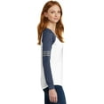 thumbnail image 2 of District Women's Game Long Sleeve V-Neck Tee Dm477 - White/ True Heathered Navy - M, 2 of 3