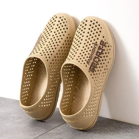

PEASKJP Men Sandals Men Summer Comfortable Flat Beach Sandals Slippers Light Non Slip Sandals Mens Open Toe Sandals Khaki 8.5