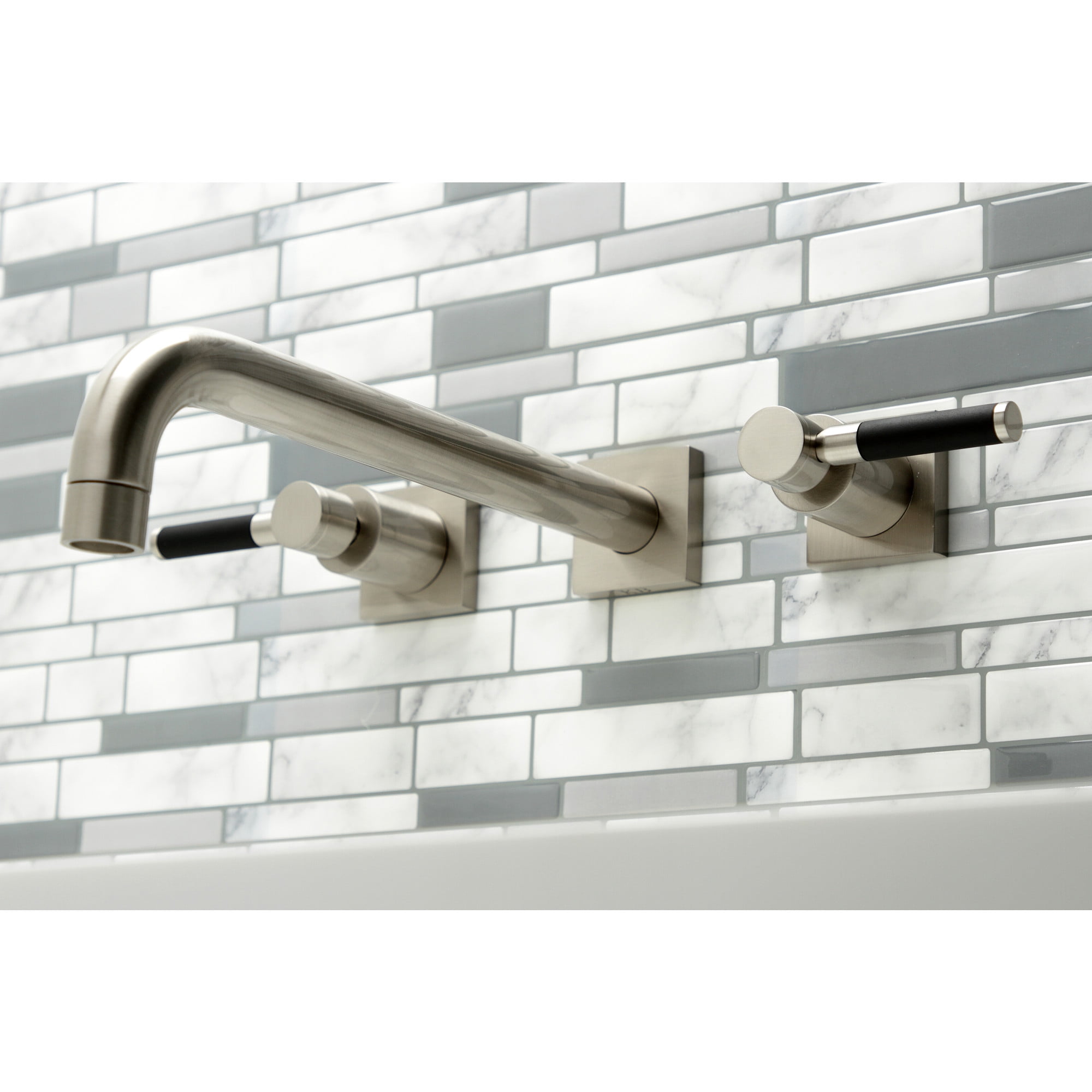 Kingston Brass KS6058DKL Kaiser Two-Handle Wall Mount Roman Tub Faucet, Brushed Nickel
