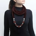 thumbnail image 4 of Prolriy Scarf for Women Pendant Scarf with Tassel Rhinestone Jewelry Scarves Womens Scarf Brown, 4 of 5