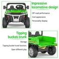 thumbnail image 5 of 24 Volt 4WD Kids Ride on Dump Truck with Remote Control, 2 Seater Electric Powered 6-Wheel UTV Toys, Ride on Tractor Car w/ Tipping Bucket Trailer, Shovel, Suspension, Bluetooth Music, Green, 5 of 8