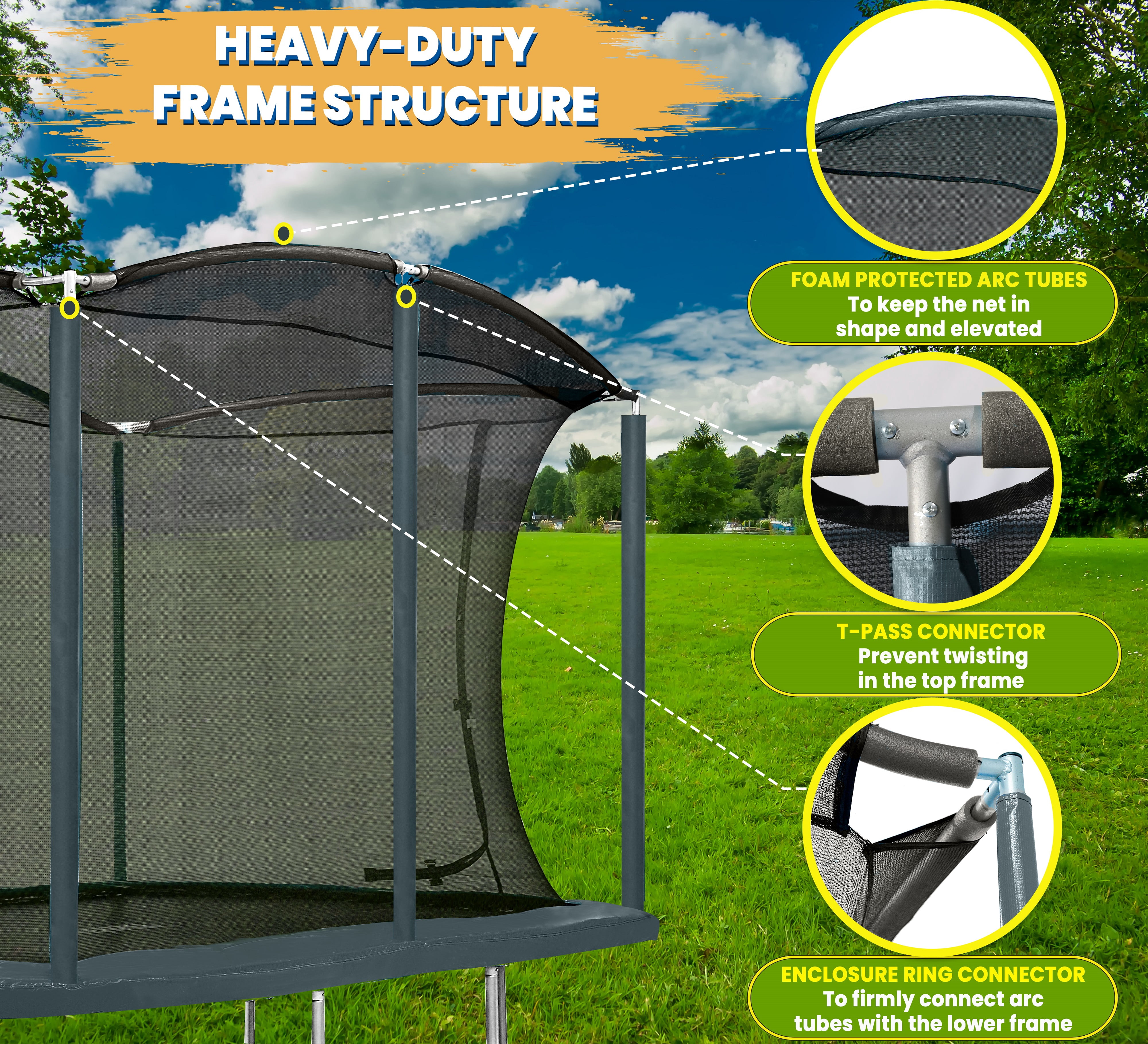 Machrus Moxie 8 x 12 FT Rectangular Outdoor Trampoline Set with Premium Safety Enclosure – Gymnastics Rectangular Trampoline for Kids and Adults- Ocean Green