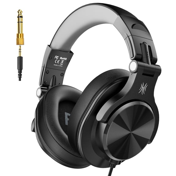 OneOdio A71D Wired over-Ear Headphones - Hi-Res Studio Monitor DJ Headset with 3.5/6.35mm Dual Jack, for AMP Recording Podcast Mixing PC Guitar, Black