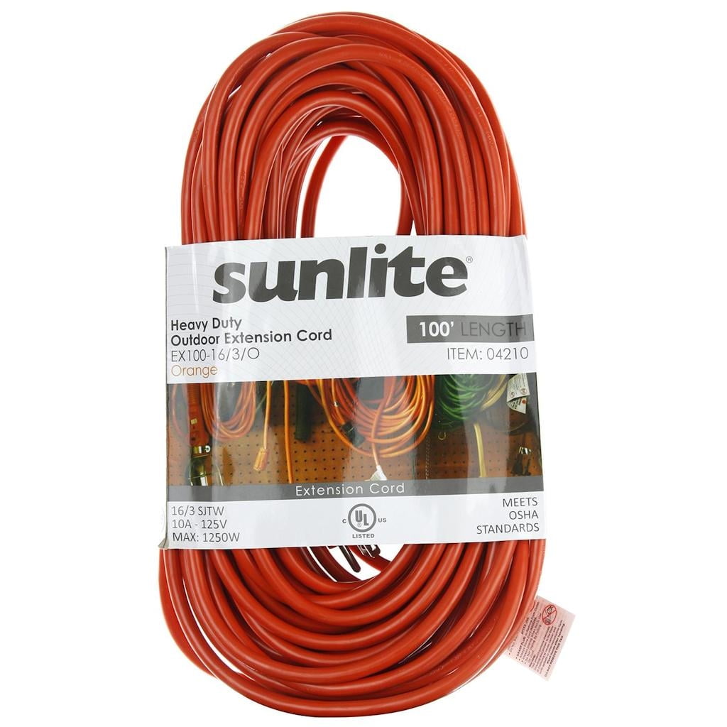 Sunlite 04210 100' Orange Heavy Duty Extension Cord