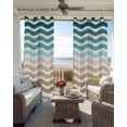 thumbnail image 4 of Teal Brown Ombre Blackout Curtains, Light Blocking Print Window Curtains, Modern Gradient White Geometric Thermal Insulated Window Drapes for Living Room Kitchen Cafe 2 Panels, 55"W x 39"L, 4 of 9