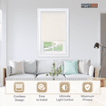 thumbnail image 6 of PowerSellerUSA 1" Slats Cordless Window Blinds, 64L x 52W Inches Solid Pattern Light Filtering Vinyl Indoor-Outside Ceiling Mount Mini Blind, Manual Cordless Rollup Window Privacy Blinds, Alabaster, 6 of 9