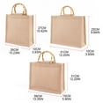 thumbnail image 2 of Techinal Portable Burlap Jute Shopping Bag Handbag Bamboo Loop Handles Reusable Grocery Bags, 2 of 12