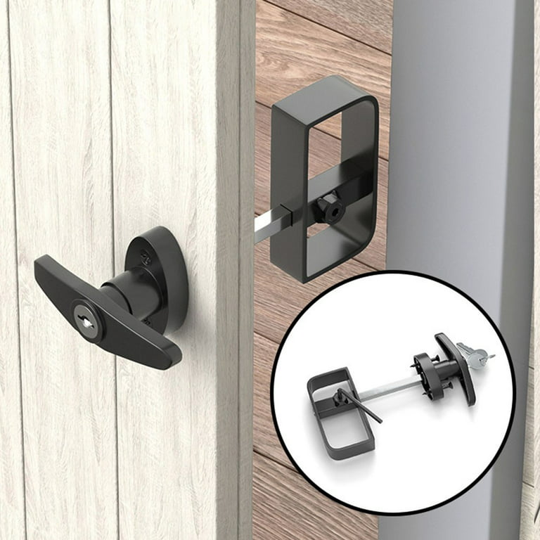SKYSEN Shed Door Lock Latch, Shed Door T Handle Lock, 5-1/2 Steam- 2 Keys-  Shed Door Hardware- Black(Shed Lock-1)