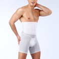 thumbnail image 2 of Compression Underwear Shorts for Men Shapewear High-Rise Tummy Control Bodybuilding Gym Workout Shorts White, Size M, 2 of 8