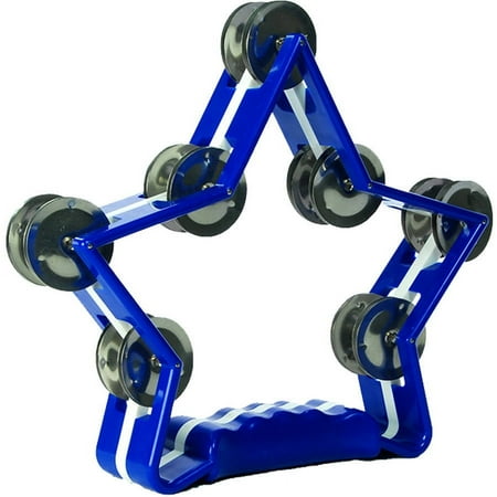 Directly Cheap Ergonomic-Grip Star-Shape Tambourine, 28 Jingles, Blue
