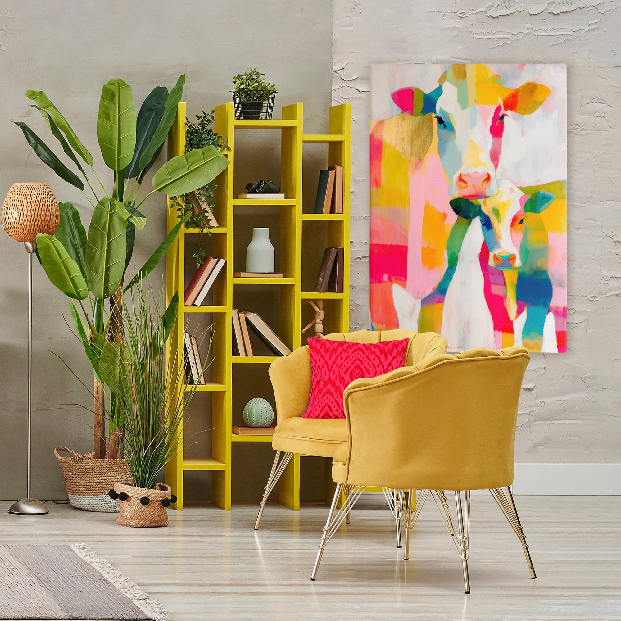 Stupell Industries Cow Family in Cubist Abstract Canvas Wall Art, design by Chromatic Storm Studio