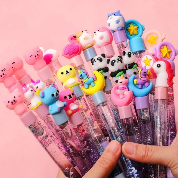 Bolígrafo de Gel Kawaii para niñas, bolígrafos tipo aguja de arena movediza de 0,5mm, papelería coreana, suministros escolares y de oficina