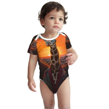 

Kdxio Tree Hollow Meditating Giraffe Pattern Unisex Baby Cotton Short Sleeve Bodysuits-6 Months