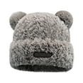 thumbnail image 2 of Idoravan Beanie Hats for Women Winter, Women's Fashion Winter Hat Thickened Cold Warm Ear Protection Plush Hat Windproof Cap Knitted Wool Hat Gray, 2 of 2