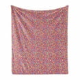 thumbnail image 1 of Leopard Soft Flannel Fleece Throw Blanket, Bold Blobs of Paint Stains Funky Print on a Cold Toned Background, Cozy Plush for Indoor and Outdoor Use, 50" x 60", Mustard Pink, by Ambesonne, 1 of 6