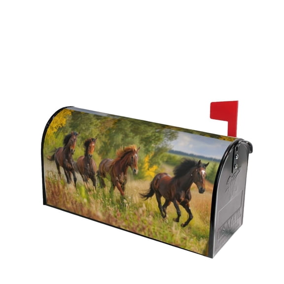 PHELIKA Horses Run Gallop 01 Magnetic Mailbox Covers Standard Size 21"H x 18"W