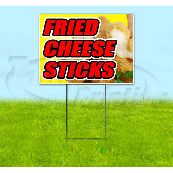 Fried Cheese Sticks (18" x 24") Yard Sign, Includes Metal Step Stake