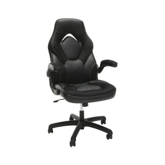 OFM Essentials Collection Racing Style Bonded Leather Gaming Chair, in Black (ESS-3085-BLK)