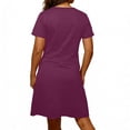 thumbnail image 6 of Zpanxa Casual Short Sleeve Dress for Women Solid Color Round Neck Comfort Fit Dress with Adjustable Drawstring Waist Flowy Summer Day Dress, 6 of 6