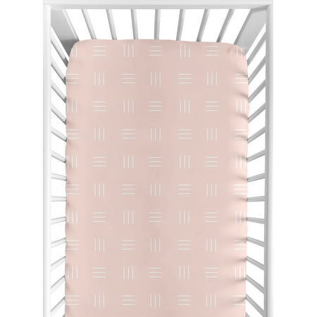 UPC: 0846480096726 | Boho Mudcloth Hatch Blush Pink and White Fitted Crib Sheet Girl by Sweet Jojo Designs