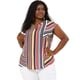 thumbnail image 3 of Women's Plus Size Blouse Keyhole Neck Cap Sleeve Stripe Top Multicolor 2X, 3 of 7