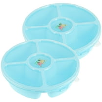 TEHAUX Blue Plastic Snack Tray with Lid for Fruit Storage and Appetizers Perfect for Parties 6 Compartments