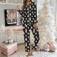 thumbnail image 2 of pajama sets with pockets for women 2 piece cotton sleepwear with side pockets Women's Christmas Tree Print Button Pocket Long Sleeve Trousers Home Pajama Set, 2 of 5