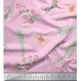thumbnail image 1 of Soimoi Crepe Silk Fabric Flower & Palm Leaves Watercolor Print Sewing Fabric Yard 42 Inch Wide, 1 of 1
