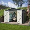 thumbnail image 5 of Outdoor Waterproof Garden Tool Storage Sheds with Metal Foundation with Floor Frame, Tool Shed with Lockable Hinged Doors & Air Vents, Storage House Waterproof for Backyard, Lawn, 5 of 10