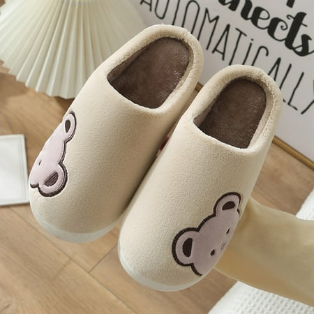 

uikmnh Warm Slippers Bear Slippers For Men Winter Warm Suede House Slippers 9.5