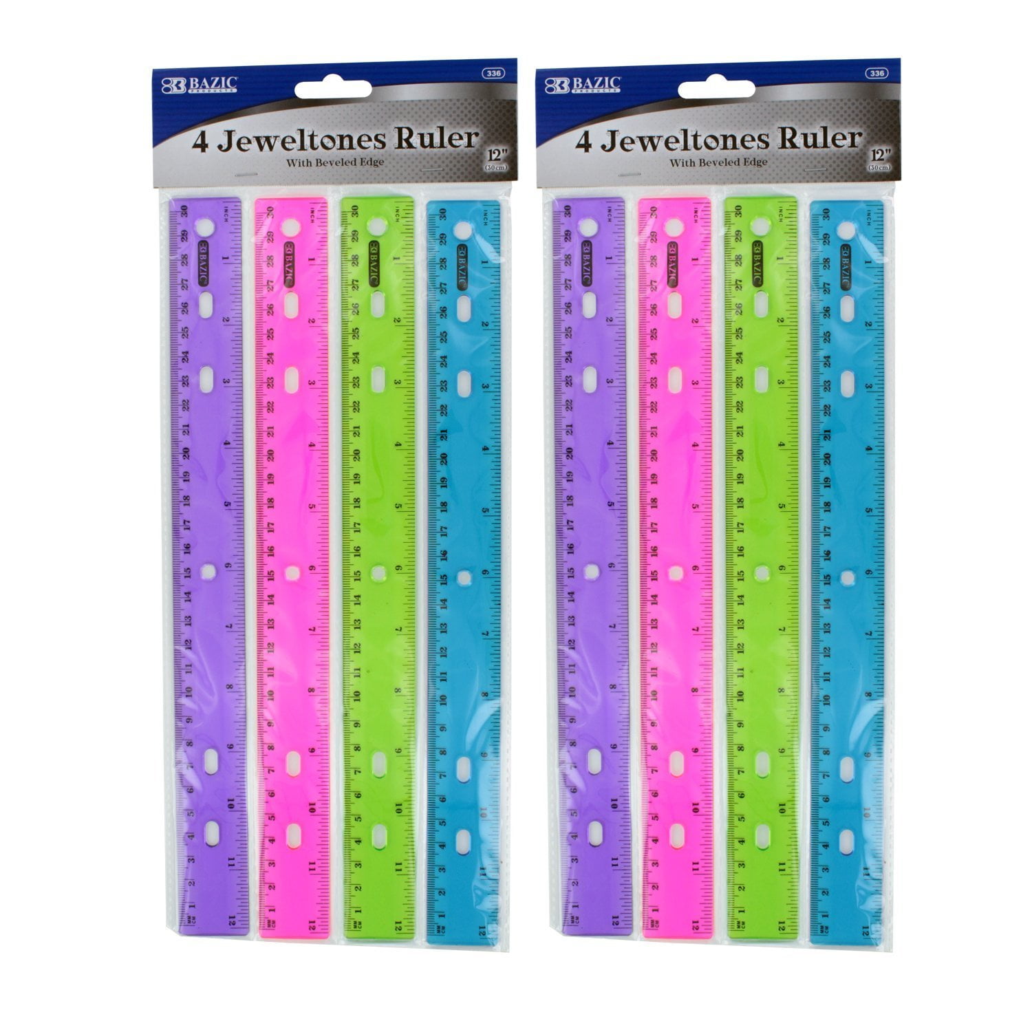 Bazic Transparent Jeweltones Color Ruler 12