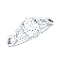 Rosec Jewels Lab Grown Diamond Designer Engagement Ring - 5x7 mm Pear - EF-VS Quality, 925 Sterling Silver, US 4.00