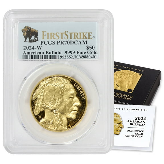 2024-W $50 Gold Buffalo PCGS PR70DCAM First Strike Bison Label w/ Box and CoA U.S. Mint Coin