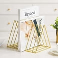 thumbnail image 2 of 2 Pack 9 Slot Gold Magazine Holder,Desktop File Sorter Organizer Triangle Bookshelf Decor Home Office, 2 of 4