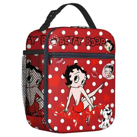 For Betty Cartoon Themed Insulated Lunch Bag – Reusable Water Resistant Cooler Tote, with Mesh Side Pocket and Zipper, Lunch Box Size 8.66x4.33x10.24 Inch Suitable for Camping, Trips, Picnics