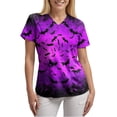 thumbnail image 2 of enyan Women's Halloween Shirts Spooky Season Short Sleeve T Shirt Halloween Pumpkin Ghost Fall Tee Top Halloween Tshirt Women(Purple,XXL), 2 of 7
