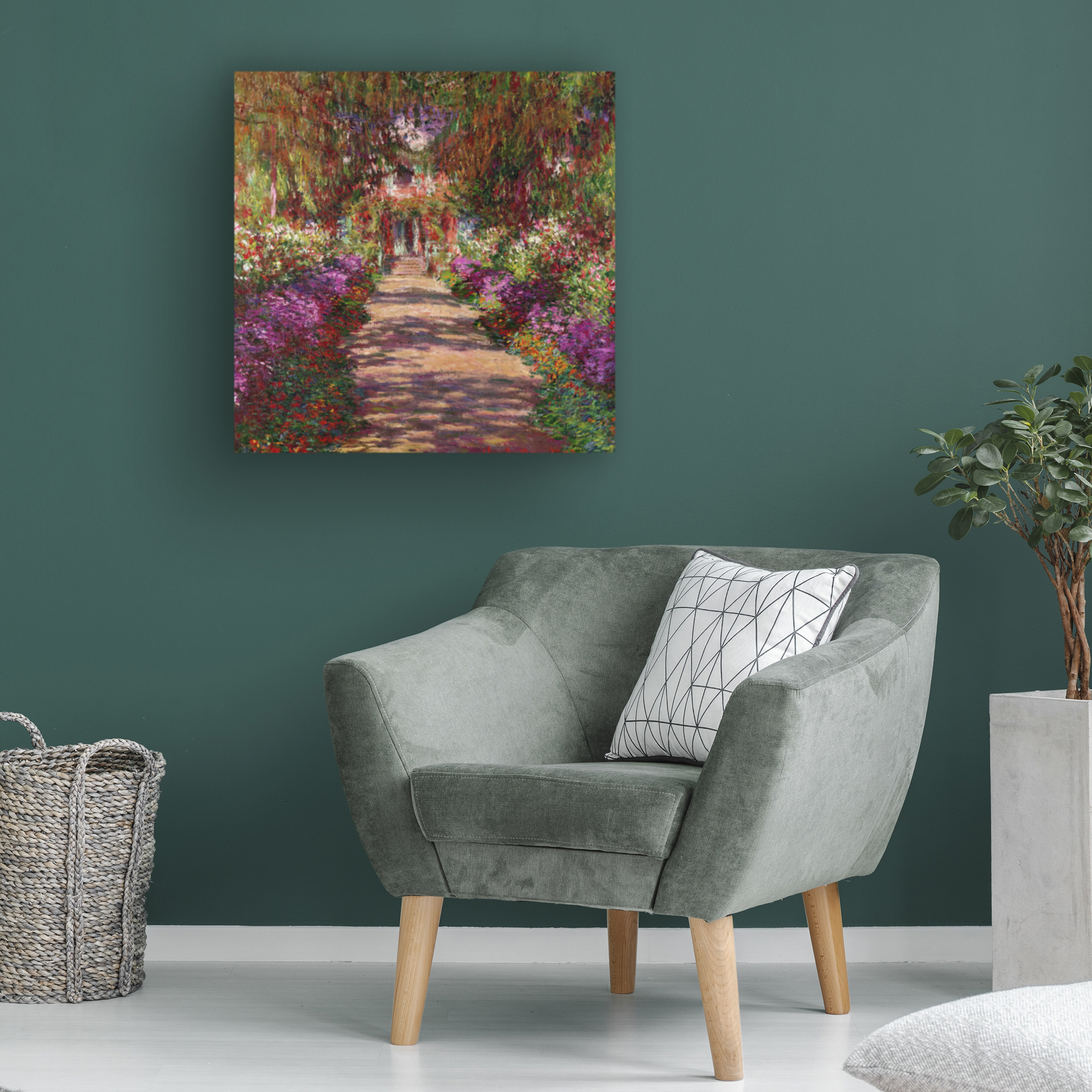 Trademark Fine Art Claude Monet A Pathway In Monet'S Garden Canvas Wall Art - 24x24
