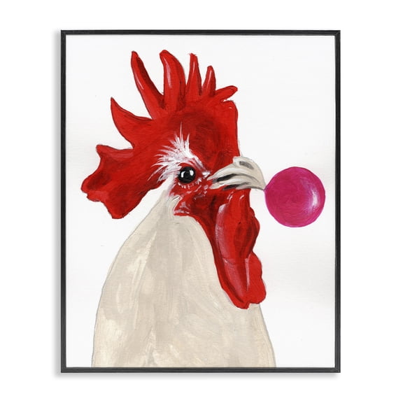 Stupell Industries Contemporary Rooster Blowing Bubblegum Black Framed Giclee Art, 11 x 14, by Coco de Paris