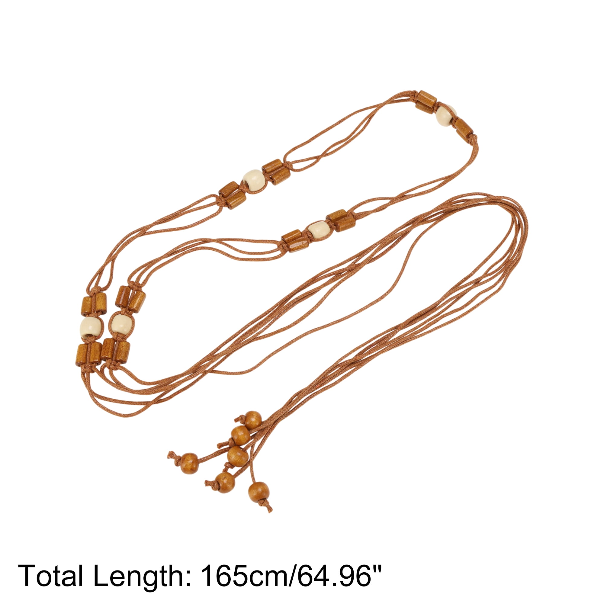 Unique Bargains Hand-beaded Weaving Handmade Cord Belt for Fashionable Styling Brown