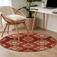 thumbnail image 4 of Round Rugs 3.3Ft, Vintage Brown Round Area Rug Washable Indoor Throw Carpet, Boho Ethnic Geometric Abstract Art Southwestern Soft Non Slip Circle Rug for Laundry Room Patio Home Decor Aesthetic, 4 of 8