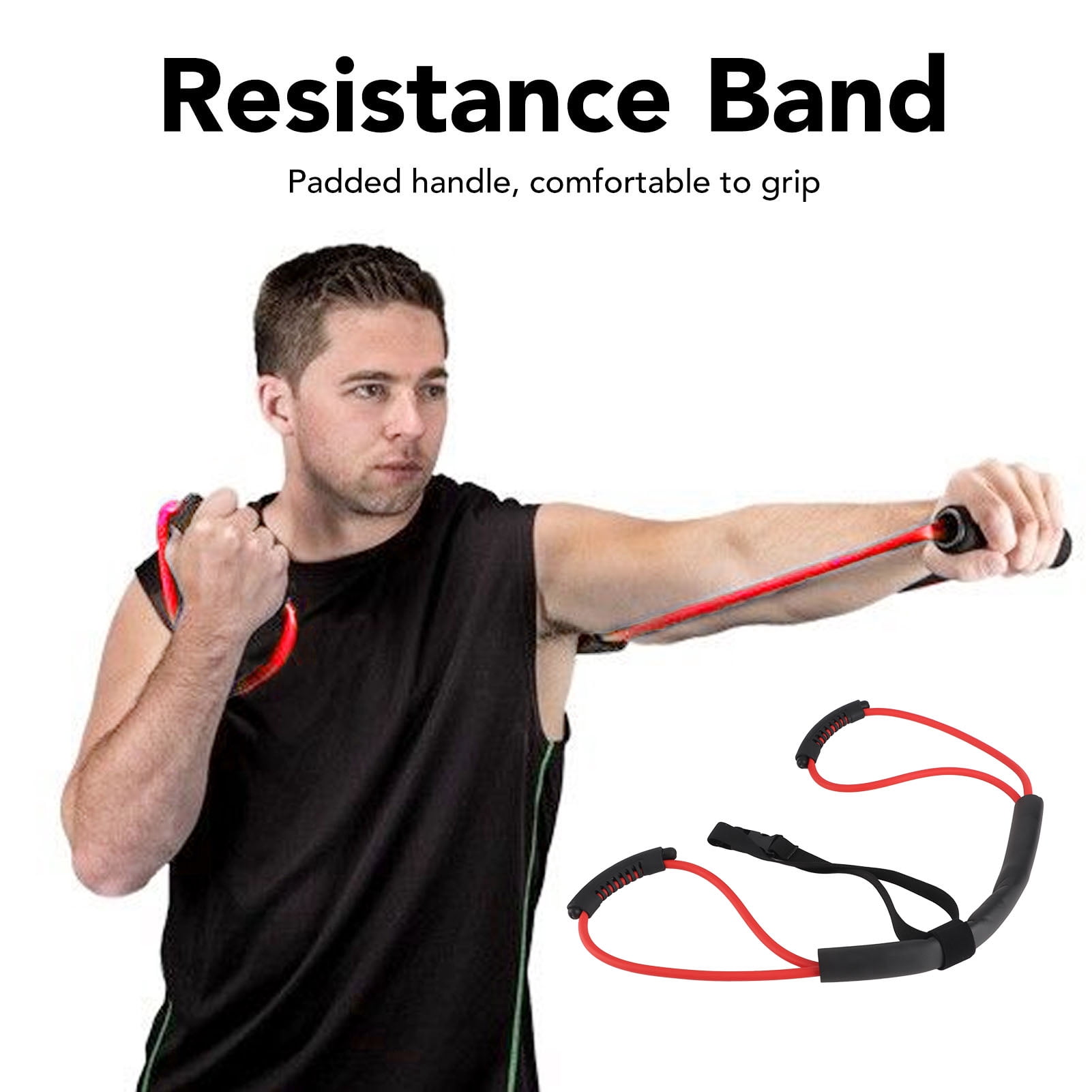 YAHHU Upgraded Resistance Band Arm and Back Strength Training Stretch Band with Comfortable Handle for Home Workout Boxing Speed Training Red 20LB