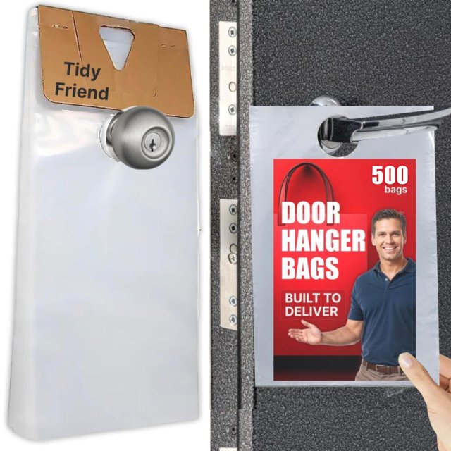 Bolsas para colgar puertas TidyFriend, 15 cm x 30 cm (500 unidades), transparentes