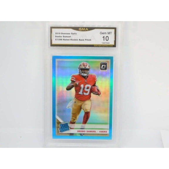 2019 Donruss Optic Aqua Prizm Rated Rookie /299 #167 Deebo Samuel San Francisco 49ers GMA 10 Serial Number May Vary