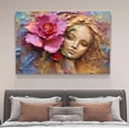 thumbnail image 4 of Pink Flowers Girl Face Painting Canvas Poster Bedroom Decor Sports Landscape Office Room Decor Gift,Frame-style,24x36inch(60x90cm), 4 of 8