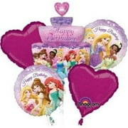 Angle View: Princess Birthday Cake Balloon Bouquet (5 Pack) - Party Supplies