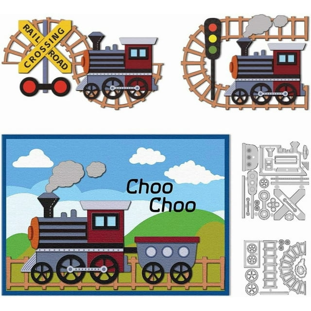 Troqueles de trenes y vías, troqueles de acero al carbono, troqueles de corte, plantillas novedosas, troqueles para álbumes de recortes, troqueles para marcos de repujado.