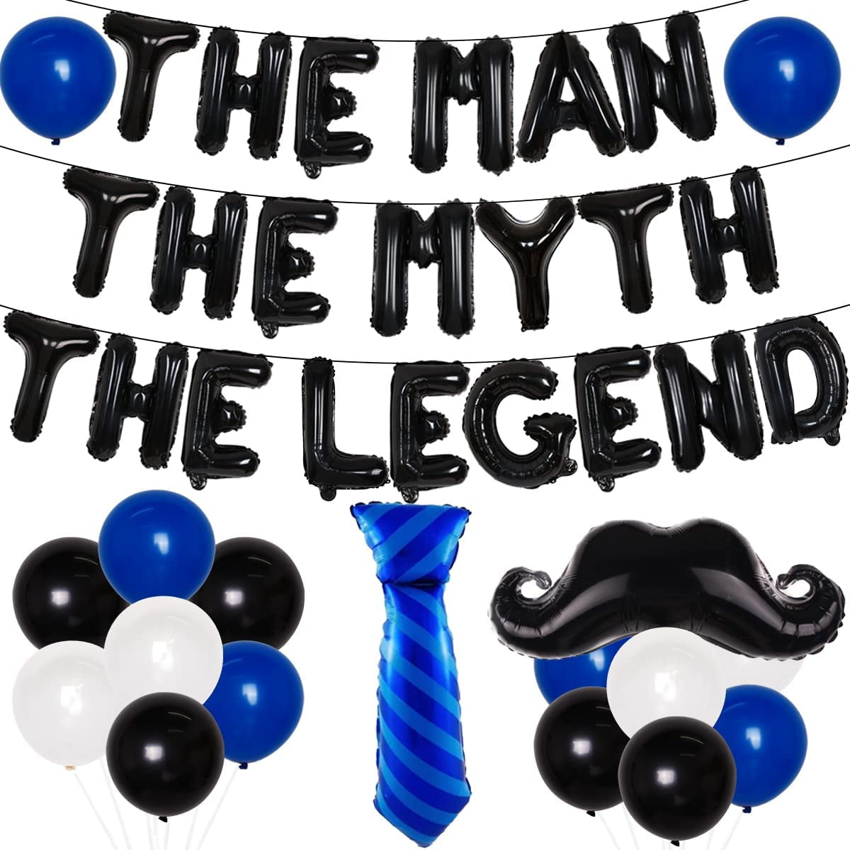lastig Paragraaf Bel terug The Man The Myth The Legend Birthday Decorations with Moustache Necktie  Balloons for Him Guy Husband Retirement, Fathers' Day Funny Theme Birthday  Party Decorations Supplies - Walmart.com